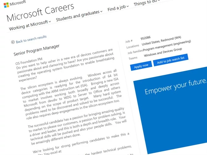 Plany Microsoftu ujawnia oferta pracy dla menadżera oprogramowania