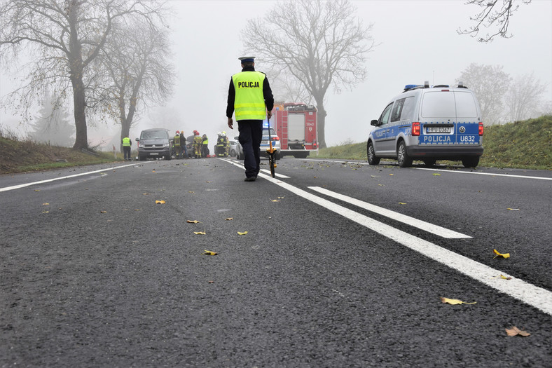 Nissan Almera rozbity na drzewie. Wypadek śmiertelny w Wielkopolsce