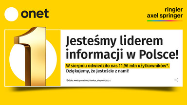 Onet Wiadomości numerem jeden! Jesteśmy liderem w kategorii "Informacje i publicystyka"