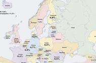 Bezrobocie w Europie według danych Eurostatu mapa grafika 