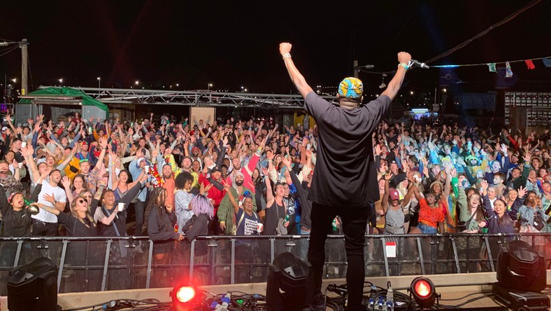 DJ Spinall performs at Glastonbury Festival, 2019. (BWL Agency)