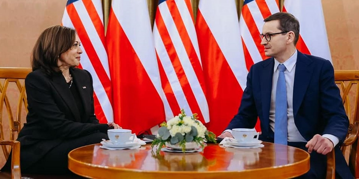 Wiceprezydent USA Kamala Harris i premier Mateusz Morawiecki. 