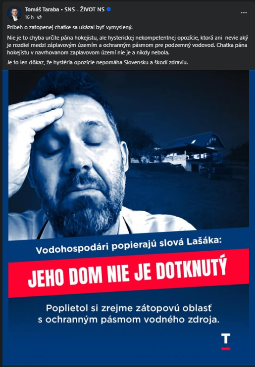 Tomáš Taraba uviedol, že chata Jána Lašáka sa nikdy nenachádzala na území, ktorého sa má zmena dotknúť.