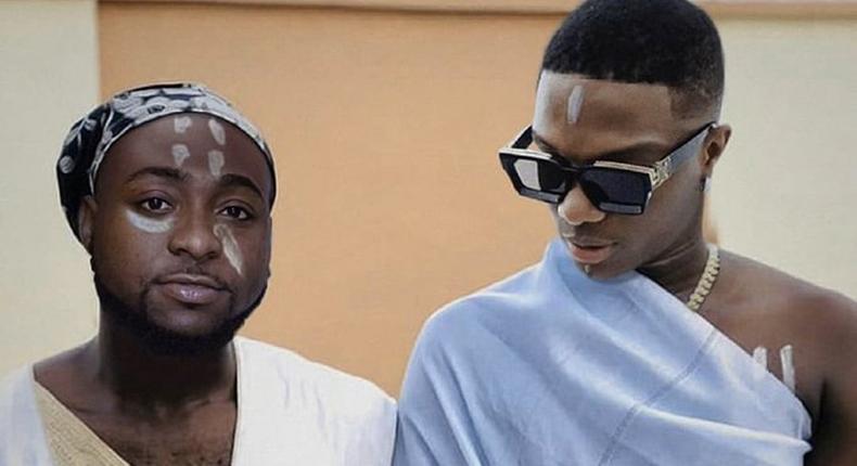 Davido shared this photo edit of himself and Wizkid that caught the eyes on social media  (Twitter)