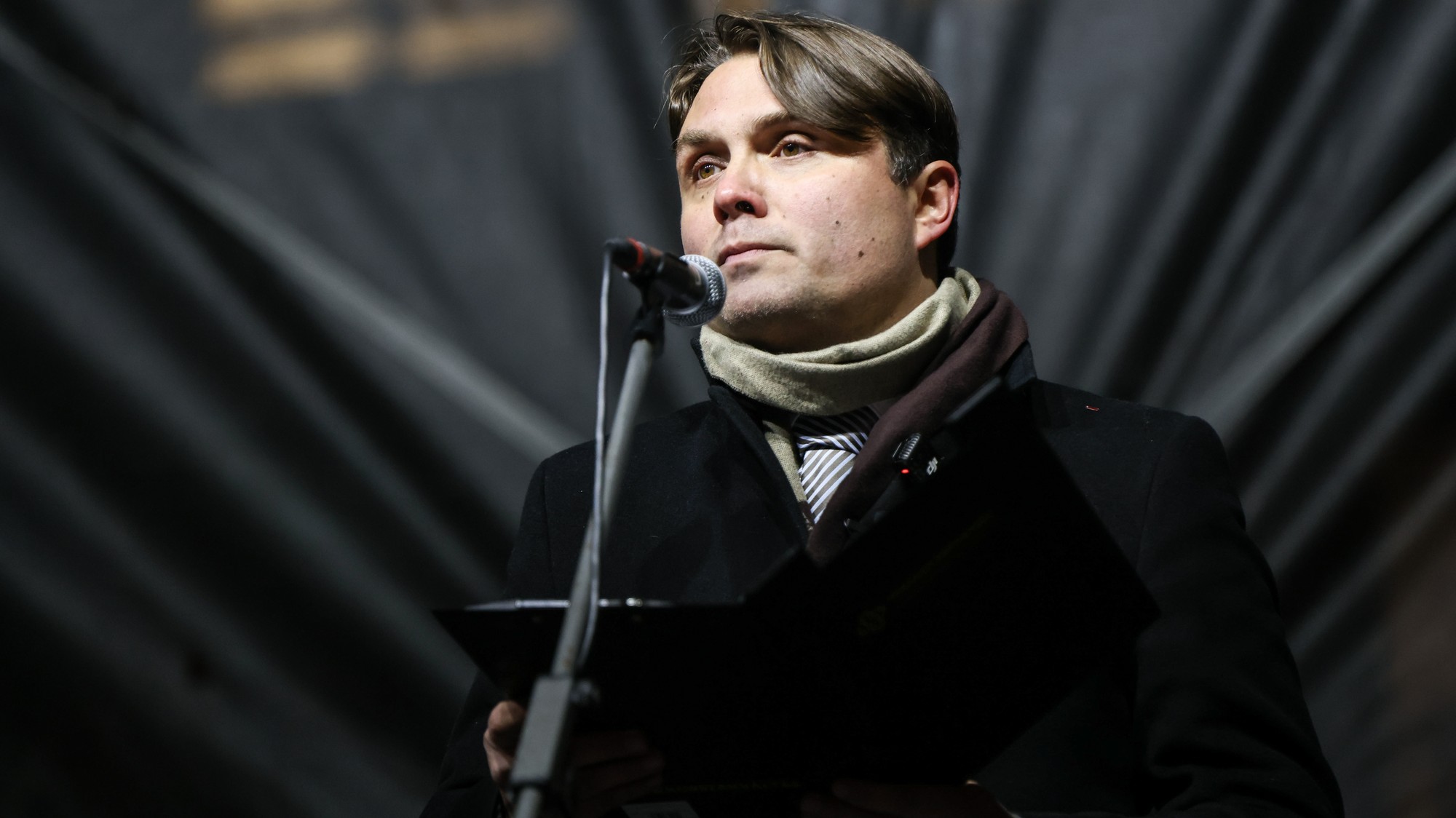 László Gubík na proteste v Bratislave, 16. decembra 2025