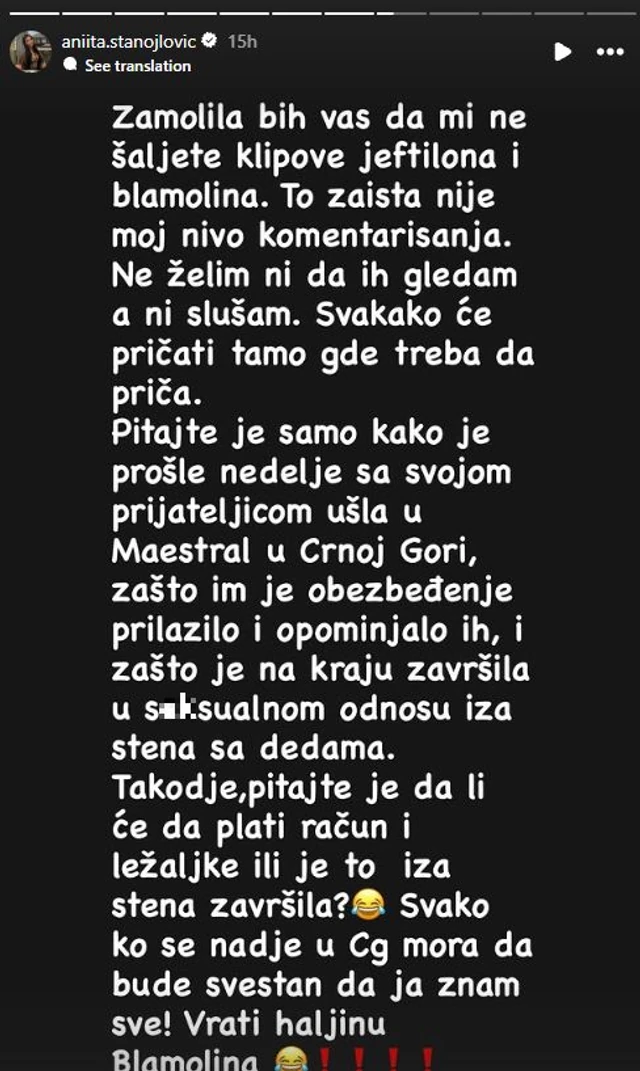 "Da li je Blamolina je iza stena sa dedama završila račun i ležaljke?" Teške optužbe na račun nekadašnje elitarke