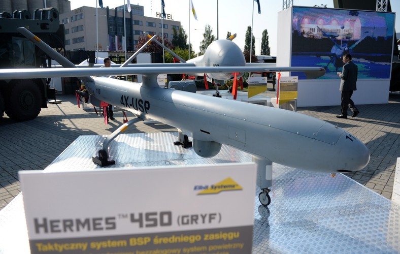 Kielce XXIV Międzynarodowy Salon Przemysłu Obronnego - Taktyczny system BSP średniego zasięgu Hermes 450 Gryf. <br><br> (mr) PAP/Piotr Polak