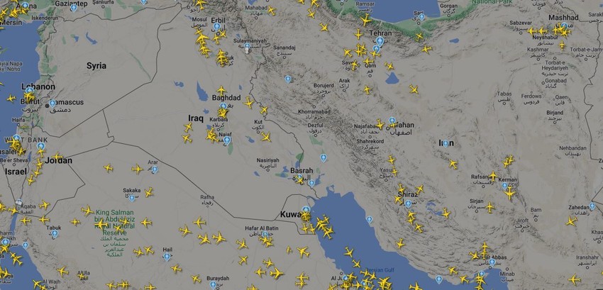 Mapa Flight Radar, 2. avgust 2024.