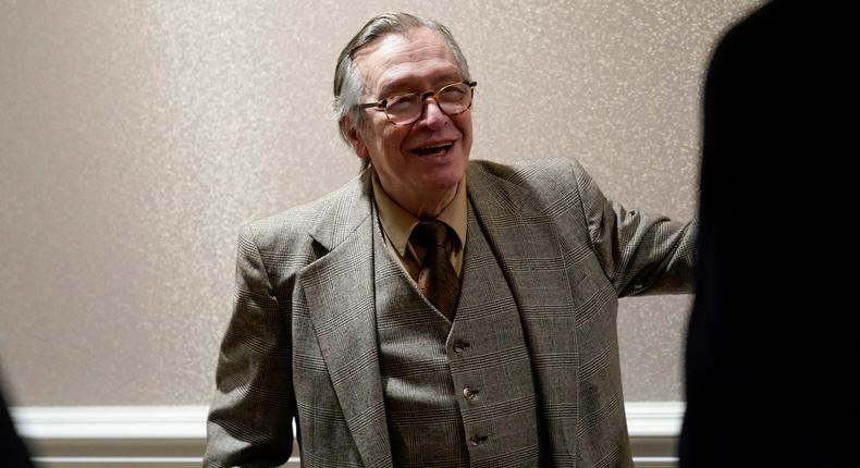 Brazilian writer Olavo de Carvalho arrives for the showing of a documentary on the government of Brazilian President Jair Bolsonaro in Washington, U.S., March 16, 2019.