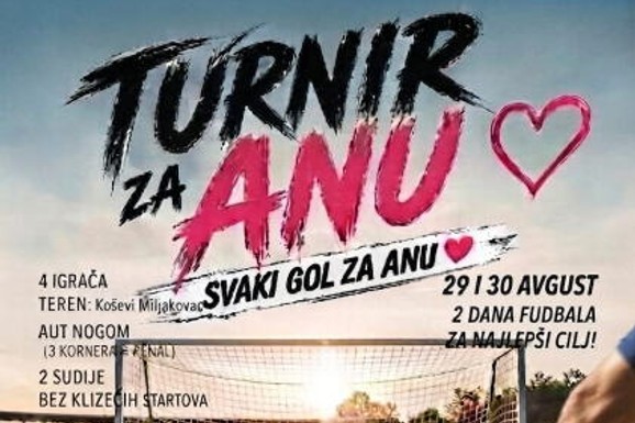 SVAKI GOL ZA ANU! Na Miljakovcu 29. i 30. avgusta humanitarni turnir za devojku koja je 14 godina u budnoj komi: Evo kako svi možemo da pomognemo