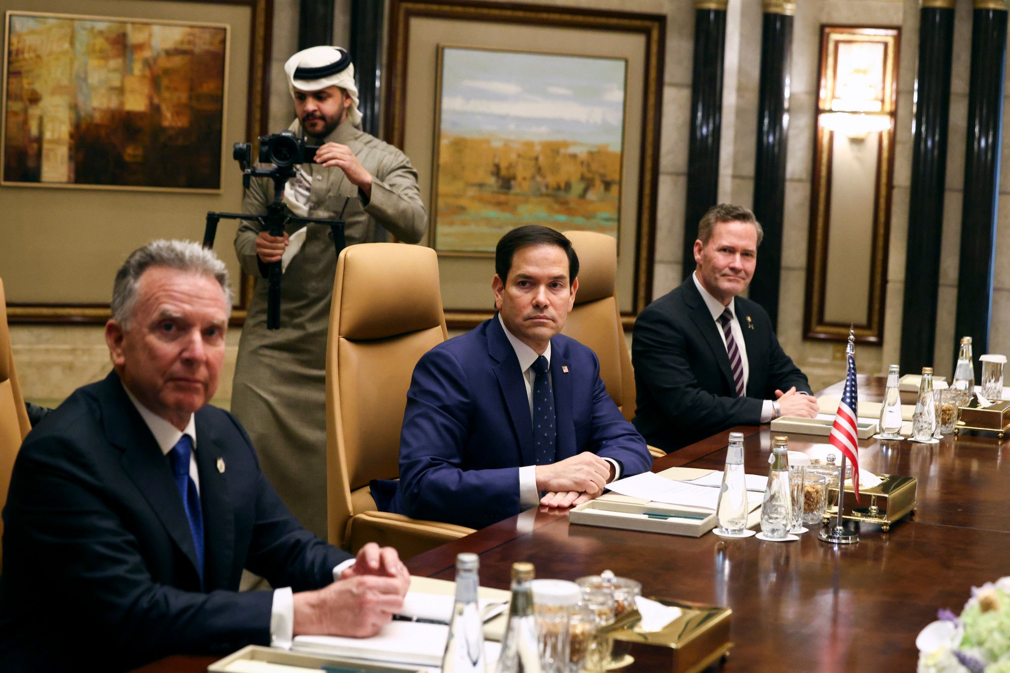 Zľava: Trumpov vyslanec pre Blízky východ Steve Witkoff, minister zahraničných vecí Marco Rubio a poradca pre národnú bezpečnosť Mike Waltz.