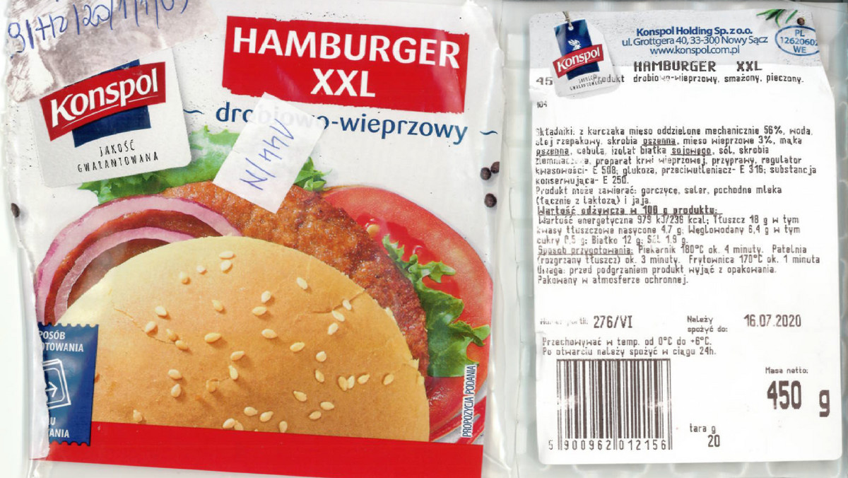 Główny Inspektorat Sanitarny wydał ostrzeżenie dotyczące partii produktu "Hamburger XXL drobiowo-wieprzowy" oraz "Hamburger drobiowy". W żywności wykryto obecność bakterii Listeria monocytogenes.