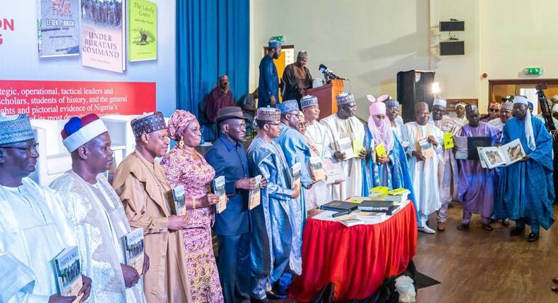 A cross section of eminent Nigerians at the launching of three books authored by Mall. Jibrin Baba Ndace, a veteran defence correspondent on Saturday, May 13, 2023. [Ndace]