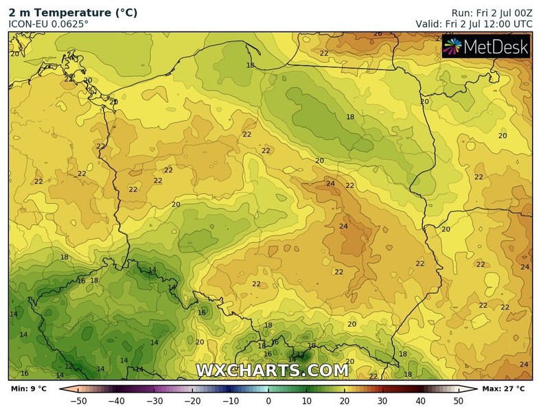 Temperatura w piątek nie przekroczy 25 st. C