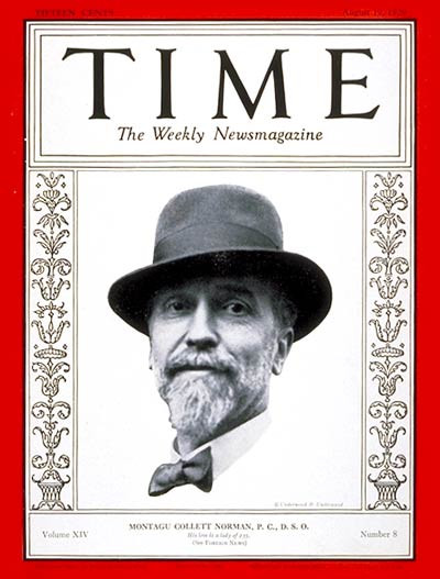 Montagu Norman na okładce tygodnika "Time" w 1929 r.