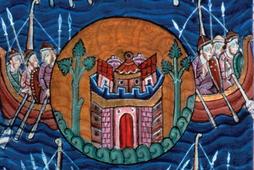 Wikingowie przybywają do Brytanii. Manuskrypt z XII wieku
