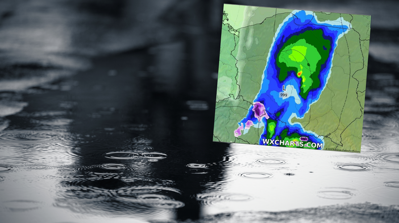 Dziś przez Polskę przetoczy się fala ulewnego deszczu (screen: wxcharts.com)
