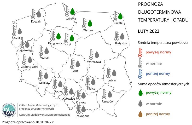 Prognoza pogody IMGW na luty 2022 r.