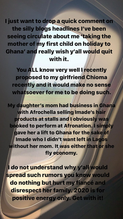 Davido says he only allowed his baby mama, Sophia Momodu to join him in his plane to Ghana for the sakes of his daughter, Imade.Davido has come out to clear the air about the rumoured fling with his baby mama, Sophie Momodu. [Instagram/DavidoOfficial]