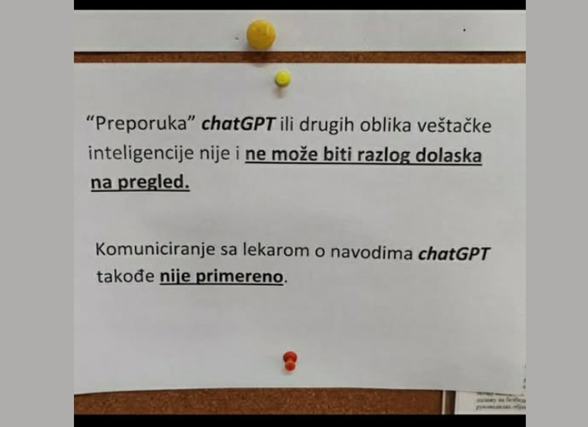 Poruka u jednom od domova zdravlja