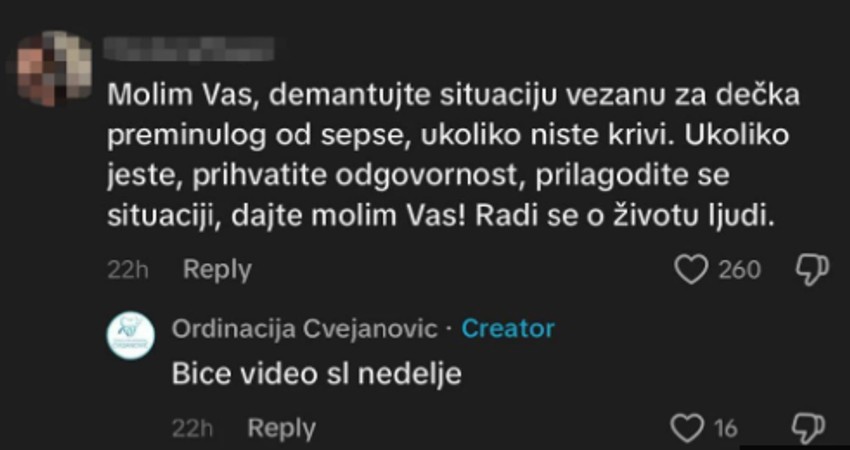 Stomatološka ordinacija o slučaju Matije Radulovića