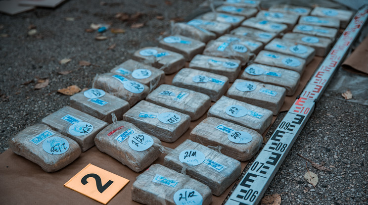 69,1 kilogramm súlyú heroinszállítmányt csíptek meg a magyar rendőrök Budapesten: ez a Koperben lekapcsolt 730 kg egy kisebb része /Fotó: Police.hu 