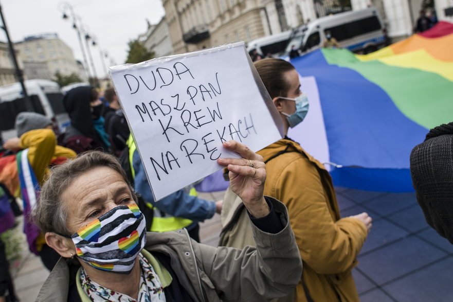 Protest przeciwko wizycie Andrzeja Dudy na Uniwersytecie Warszawskim (01.10.2020)