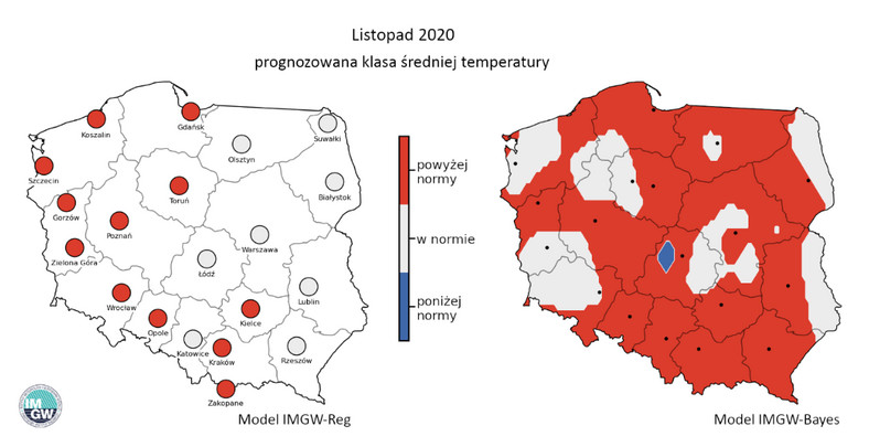 Prognoza długoterminowa IMGW na listopad 2020