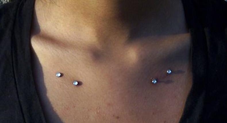 Piercing on the chest
