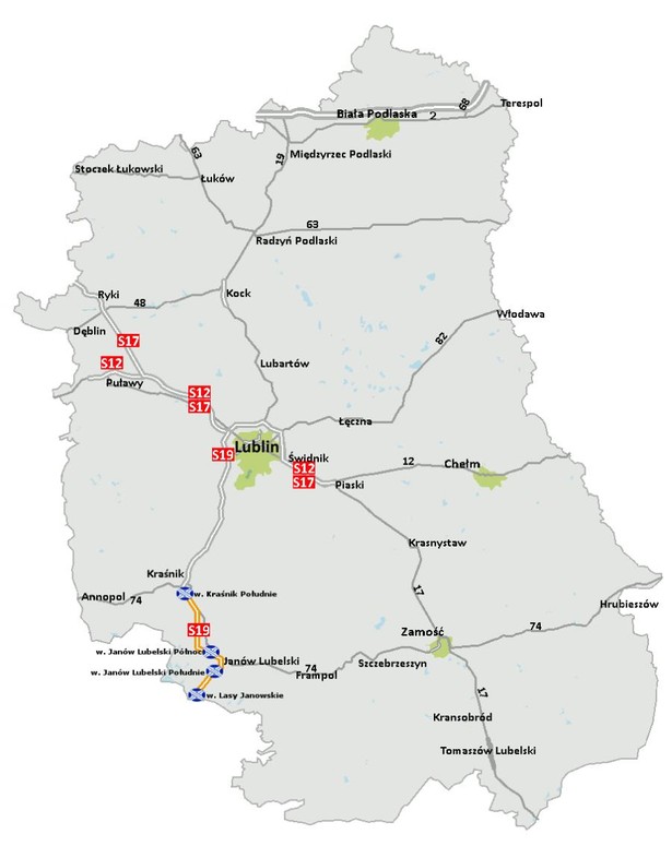 Droga ekspresowa S19 od końca obwodnicy Kraśnika do granicy z woj. podkarpackim, źródło: GDDKiA