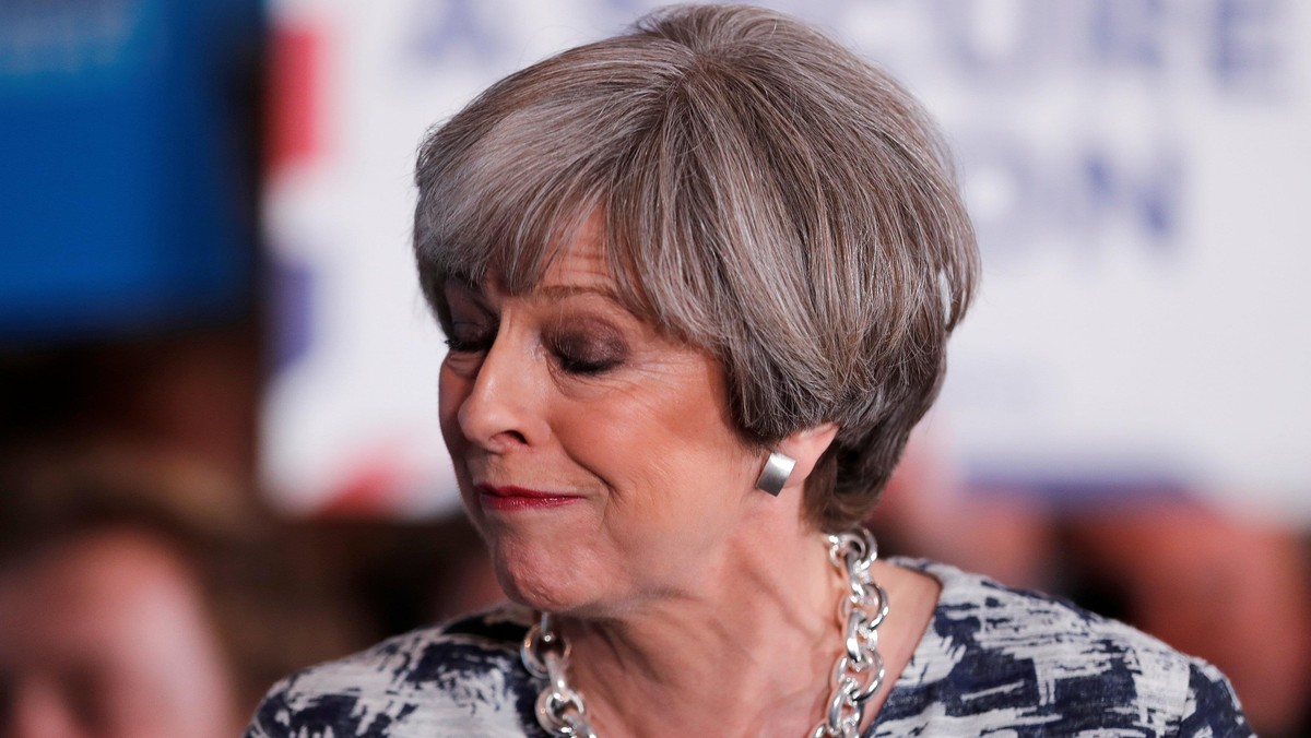 Britain's Prime Minister Theresa May speaks at an election campaign event in Solihull