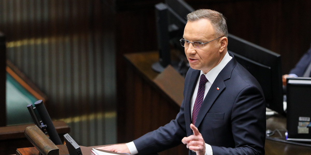 Prezydent Andrzej Duda na otwarciu pierwszego posiedzenia Sejmu X kadencji