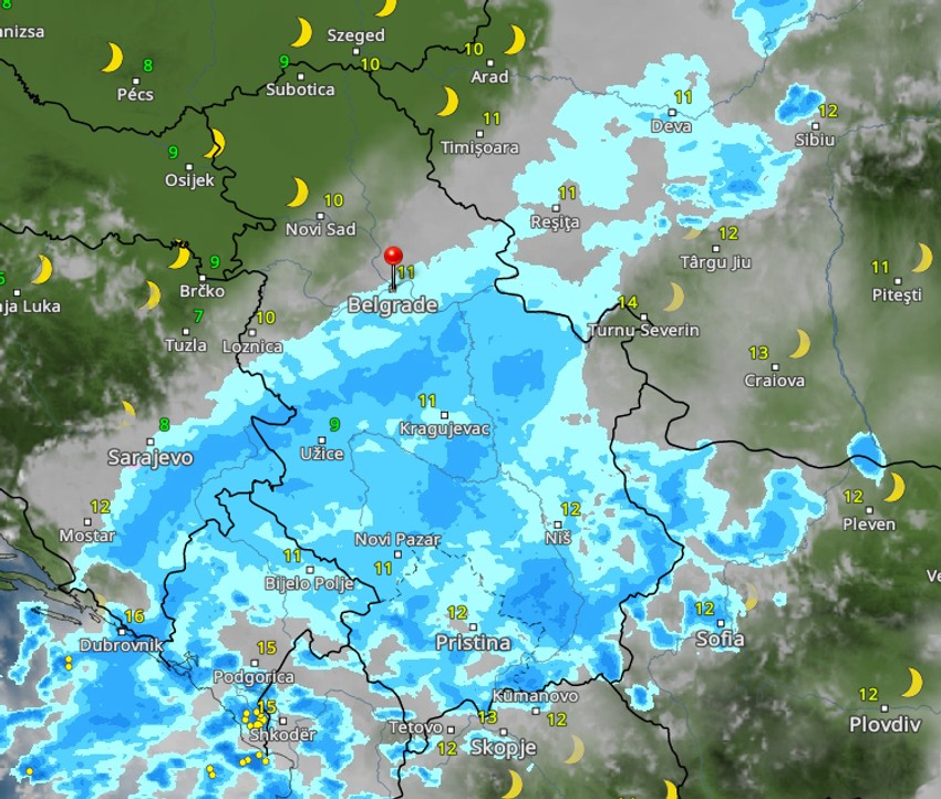 Olujni oblaci u 20 h zahvataju veći deo Srbije
