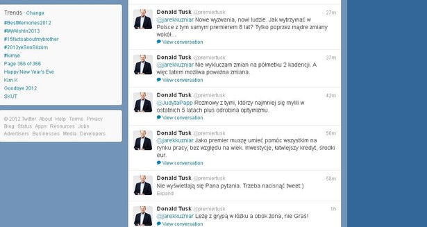 Profil premiera Donalda Tuska na Twitterze