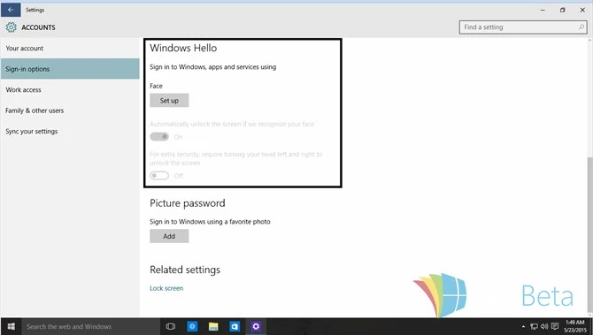 Windows Hello jest już dostępne w Windows 10 z numerem 10125