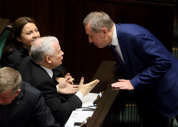 Jarosław Kaczyński, Henryk Kowalczyk i Joanna Lichocka podczas posiedzenia Sejmu.