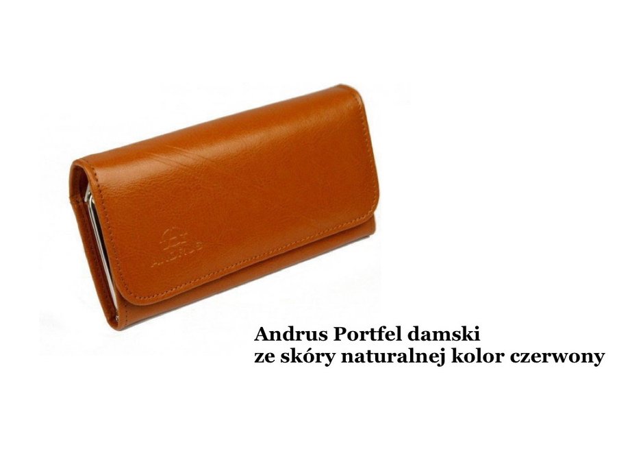 Andrus Portfel damski ze skóry naturalnej kolor czerwony