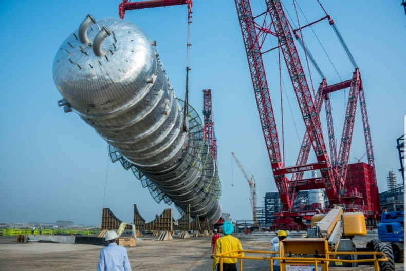 The largest single crude distillation column successfully installed at Dangote refinery