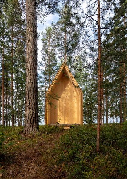 Drewniany domek w fińskim lesie. Idealny dla fanów minimalizmu! 