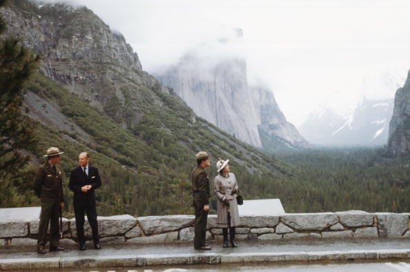 Królowa Elżbieta II podczas wizyty w Parku Narodowym Yosemite