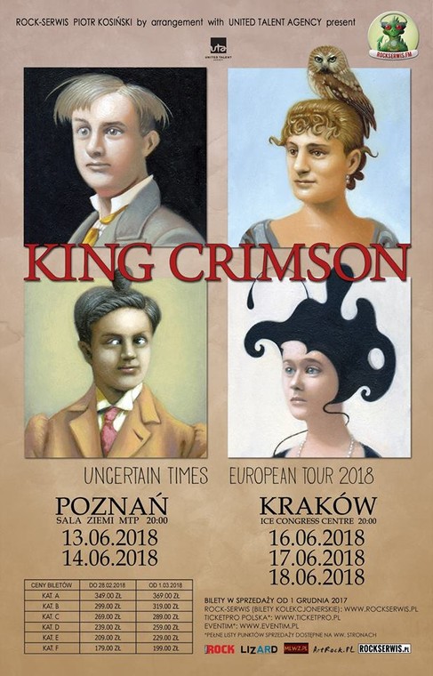 Plakat polskich koncertów King Crimson