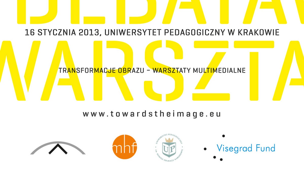 W środę, 16 stycznia w Krakowie odbędzie się debata "Obraz fotografii w Europie Środkowej - Perspektywa multimedialna" oraz warsztaty multimedialne i wystawa pt. "Transformacje Obrazu - Warsztaty Multimedialne". Wydarzenia będą miały miejsce w ramach 1 Wyszehradzkiego Projektu Wymiany Artystyczno-Naukowej "W Stronę Obrazu - Fotografia w Europie Środkowej" 2012-2013.