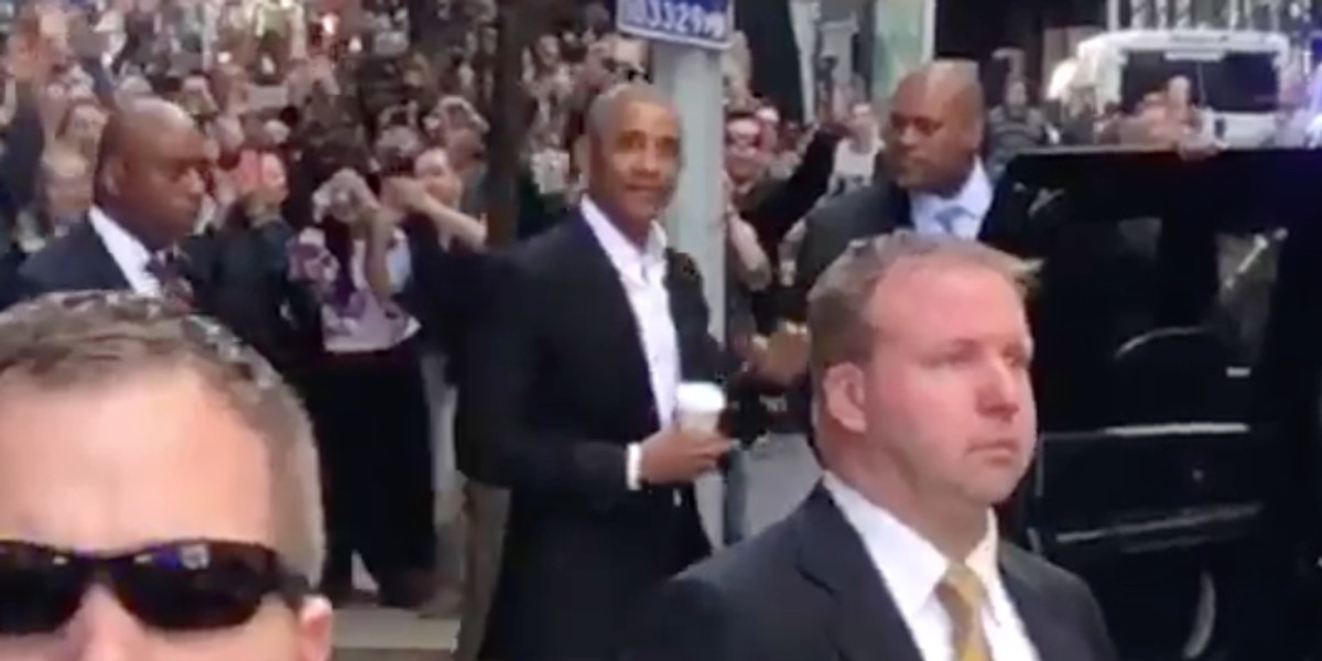 Obama appearance in New York City causes brief commotion