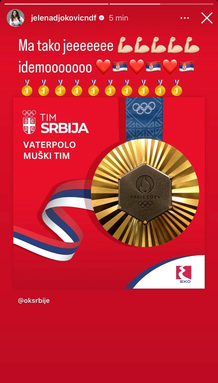 Jelena Đoković  nakon pobede vaterpolista