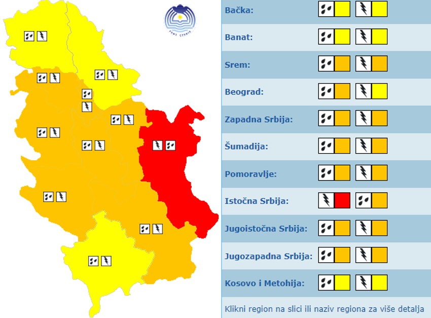 Meteoalarm za sutra