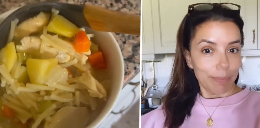 Ewa Longoria pokazała, jak robi zupę z kurczaka i warzyw. Na filmie nie wygląda najlepiej