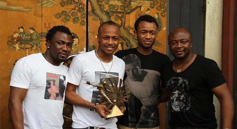 Abedi Pele on the extreme right with his sons, Jordan, Andre and Rahim in that order from the right.