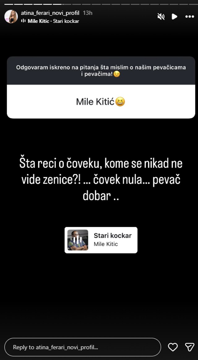 Atina Ferari isprozivala Mileta Kitića