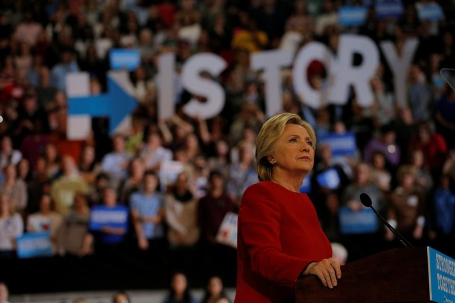 Hillary Clinton, then the Democratic presidential nominee, at a campaign rally in Raleigh, North Carolina.