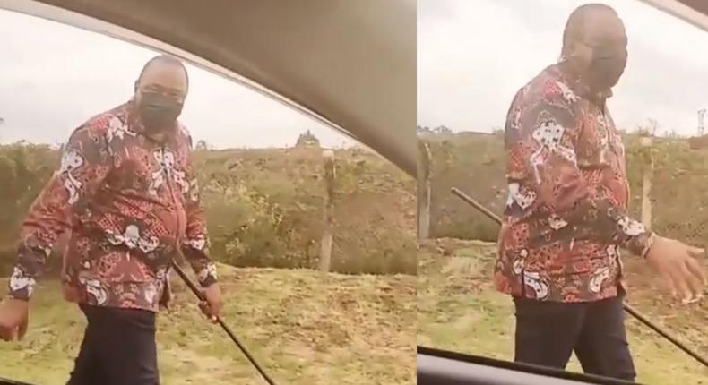 Kenyan’s Prez Uhuru Kenyatta walks alone in town as man threatens to shoot him